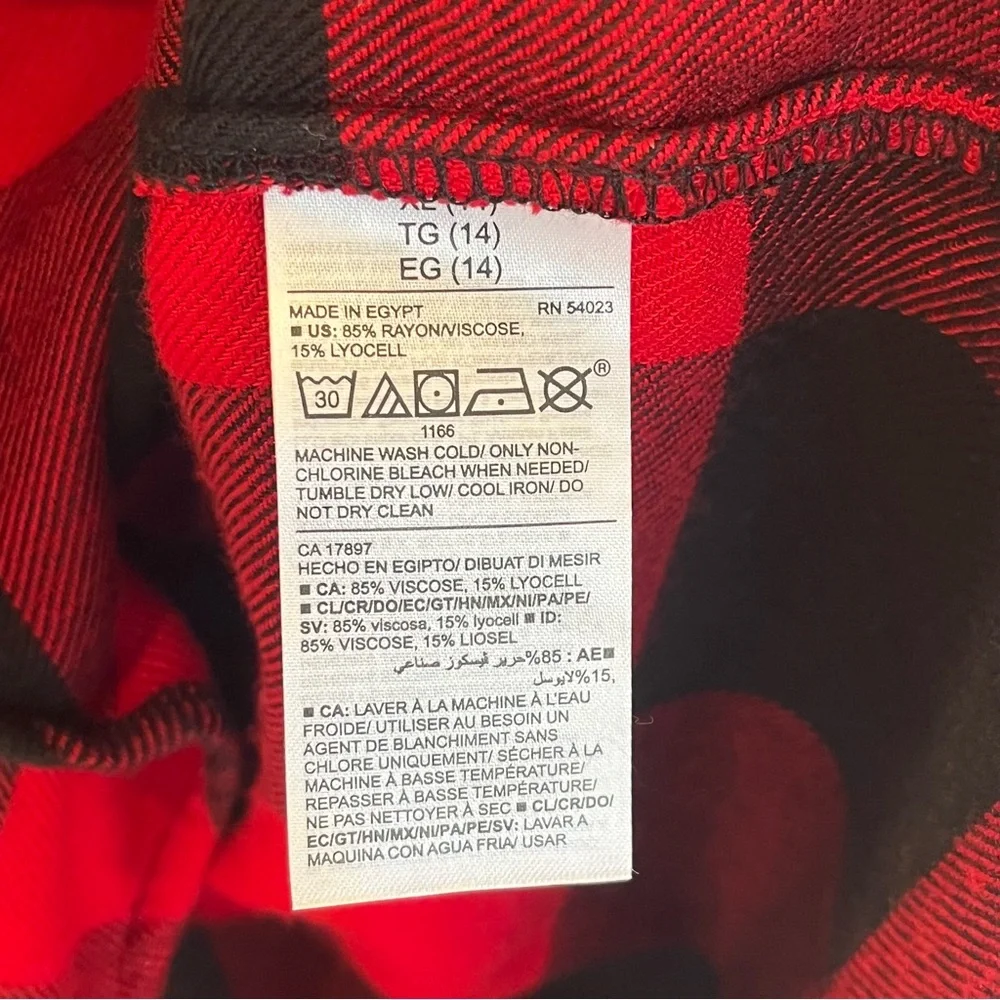 Old Navy Girls XL 14 Red Buffalo Check Plaid Button Front Shirt Long Sleeve Cozy